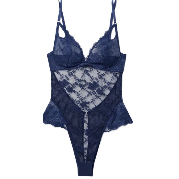 Adore Me Other - Adore Me Julianna Dark Blue Lacey Bodysuit